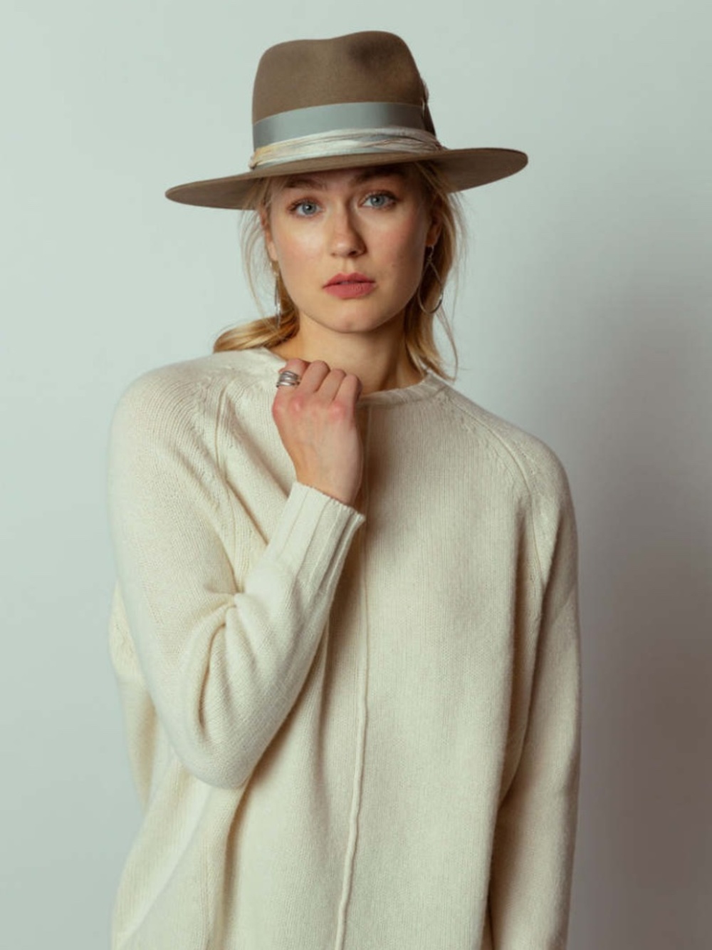 H+ HANNOH WESSEL Kiara Pullover Grey Brown Melange Cashmere Wool Sweater $600